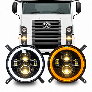 PAR FAROL LED ANGEL EYES 4300K C/SUPORTES PRINCIPAL VW CONSTELLATION