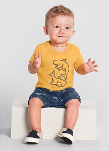 Conjunto Infantil Menino Brandili Tubarão Tamanho P-M-G Verão