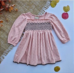 Vestido Infantil Menina Milon Poá Manga Longa Inverno