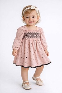 Vestido Infantil Menina Milon Poá Manga Longa Inverno
