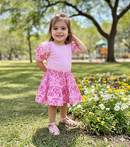 Conjunto Infantil Menina Kely Ket Tamanho 8 Rosa Bordado Verão
