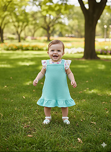 Conjunto Jardineira + Blusa Menina Kely Ket Tamanho P-G-GG