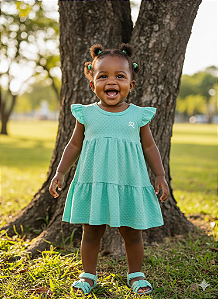 Vestido Infantil Menina Kely Ket Tamanho P Verde Água Verão