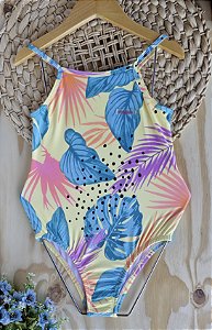 Maiô Infantil Menina Marlan Folhagens Tropical Verão