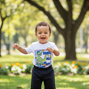 Conjunto Infantil Menino Rei Rex Tamanho 1 Verão Dinossauro