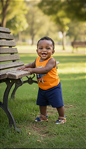 Conjunto Bebê Menino Brandili Ursinho Regata e Bermuda