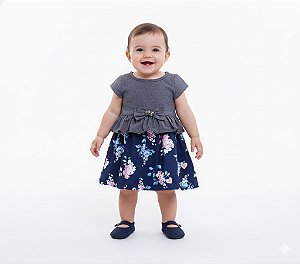 Vestido Bebê Playground Floral Mescla