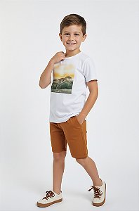 Conjunto Infantil Menino Brandili Dinossaro Bermuda em Sarja Verão