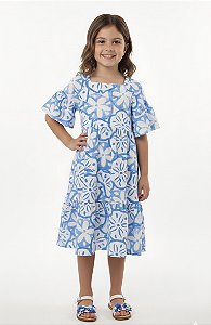 Vestido Infantil Menina Fakini Azul Estampado Verão