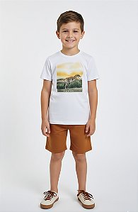 Conjunto Infantil Menino Brandili Premium Verão Camisa e Bermuda em Sarja