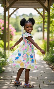 Vestido Infantil Menina Fakini Borboletas Verão