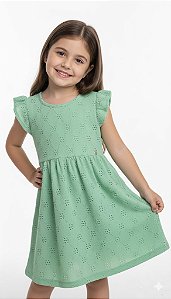 Vestido Infantil Menina Fakini Verde em Laise Verão