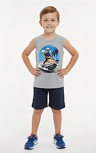 Conjunto Infantil Verão: Regata Jet Ski e Bermuda Boxer