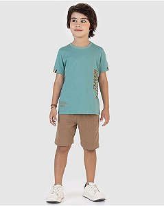 Conjunto Infantil Menino Carinhoso Camiseta Make Happy Memories Em Algodão