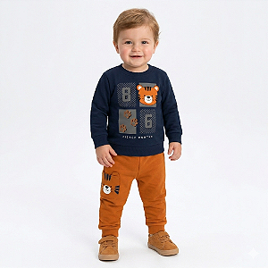 Conjunto Infantil Menino Moletom Confortável Lançamentos Inverno Kyly