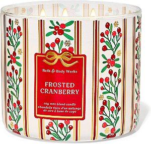 Vela Aromática 3 pavio Frosted Cranberry Bath & Body Works #Natal