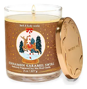 Vela Aromática 1 pavio Cinnamon Caramel Swirl Bath & Body Works #Natal