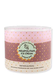QUEBRADA Vela 3 Pavios Neapolitan Ice Cream Bath & Body Works