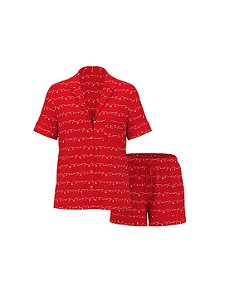 Pijama Algodão Vermelho Love Curto Victoria’s Secret