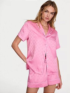 Pijama Curto Cetim Rosa Chiclete Victoria´s Secret