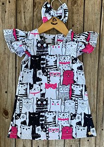 Vestido Cat Pink Black Lovers