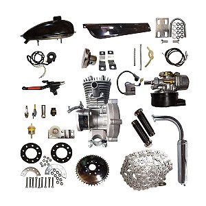 Kit Motor Completo Tipo 80cc 2 Tempos Para Bicicleta Motorizada Cabeças Bikes - Prateado