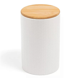 Pote Zig Zag Dolomita com Tampa de Bambu - Tam G