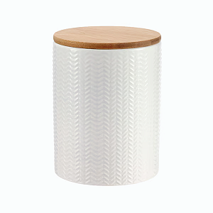 Pote Zig Zag Dolomita com Tampa de Bambu - Tam M