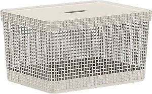 Cesto Organizador Grid 20L com tampa - Bege