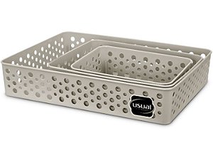 KIT 3 CESTOS ORG P-M-G CINZA CLARO