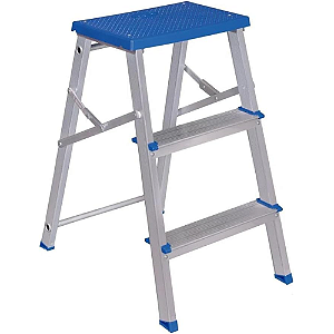 Escada Banqueta 3 Degraus de Alumínio - Mor 120kg