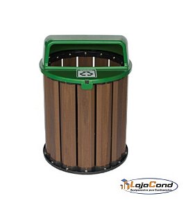 Lixeira ecológica em madeira plástica com tampa 67L - Verde InBrasil