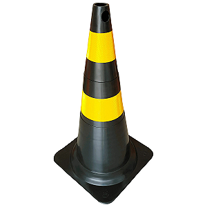 Cone de Sinalização Flexível Preto/amarelo 75 cm