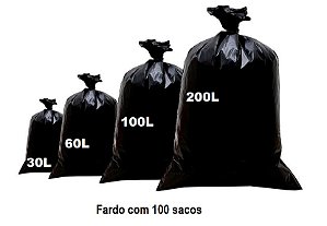 Saco De Lixo Reforçado Preto Resistente - 100 unid
