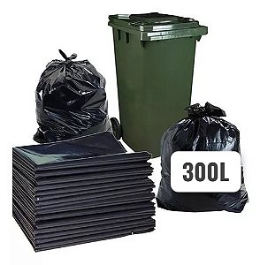 Fardo de Saco de Lixo Preto 300L - 50 unid