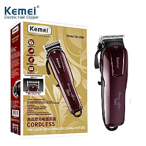 Máquina De Cortar Cabelo Kemei Km-2600 Bordô Bivolt