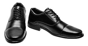 Sapato Militar Formal Couro Masculino Esporte Fino Oxford preto fosco