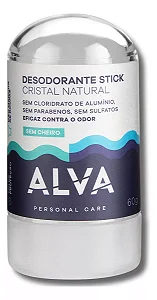 Alva natural desodorante cristal stick vegano sem fragrância 60g