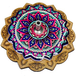 Incensário Mandala em resina e base em MDF - 7,5cm - Mandala Cód. 005