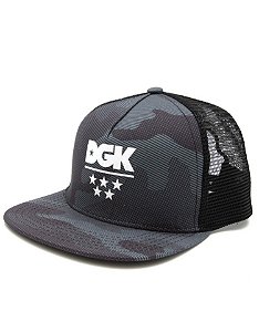 Boné DGK Alpha Trucker Snapback Hat Camo Black