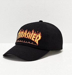Boné Thrasher Flame Old Timer Dad Hat Black