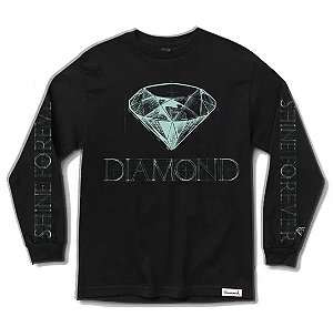 Camiseta Diamond Long Sleeve Blueprint Black