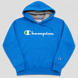 Moletom Champion Script Fleece Pullover Hoodie Deep Blue