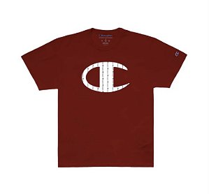 Camiseta Champion C Logo Pinstripe Ink Red