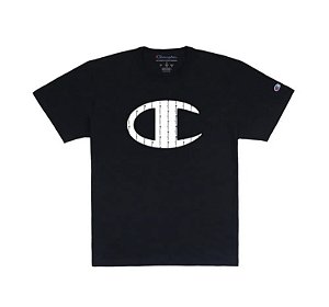 Camiseta Champion C Logo Pinstripe Ink Black