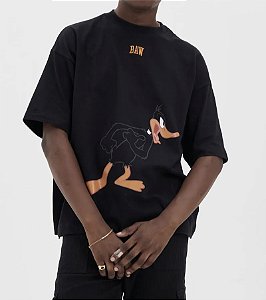 Camiseta Baw New Oversized Bugs Bunny Daffy Duck Black