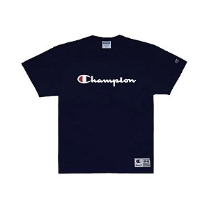 Camiseta Champion Logo Embroidery Script Navy