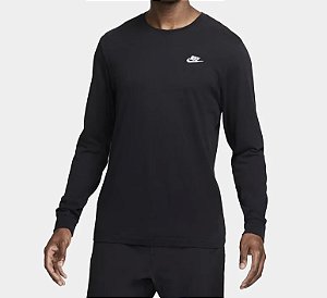 Camiseta Nike Sportswear Club Long Sleeve Black