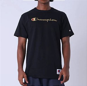Camiseta Champion Heritage Script 30 Metalizad Black Gold