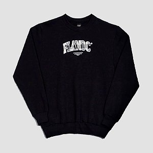 Moletom Plano C Logo Xadrez Crewneck Black